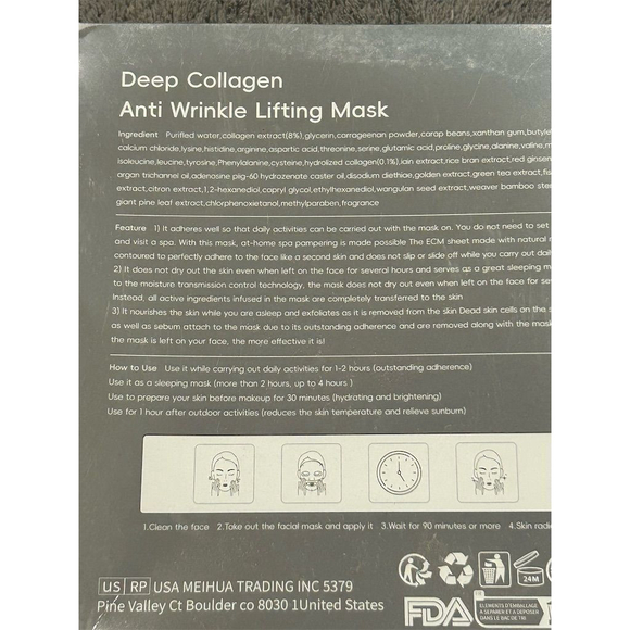 Deep Collagen Anti Wrinkle Lifting Face 9 Masks Anti-Aging NEW Sealed - Picture 9 of 11